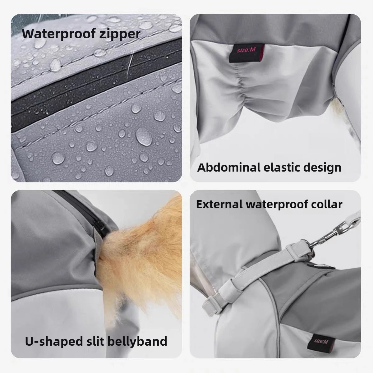 Dog Raincoat Four Legs Fully Covered Waterproof Windbreaker Pet Special Raincoat Protect Bellies Windbreaker with Traction Rope