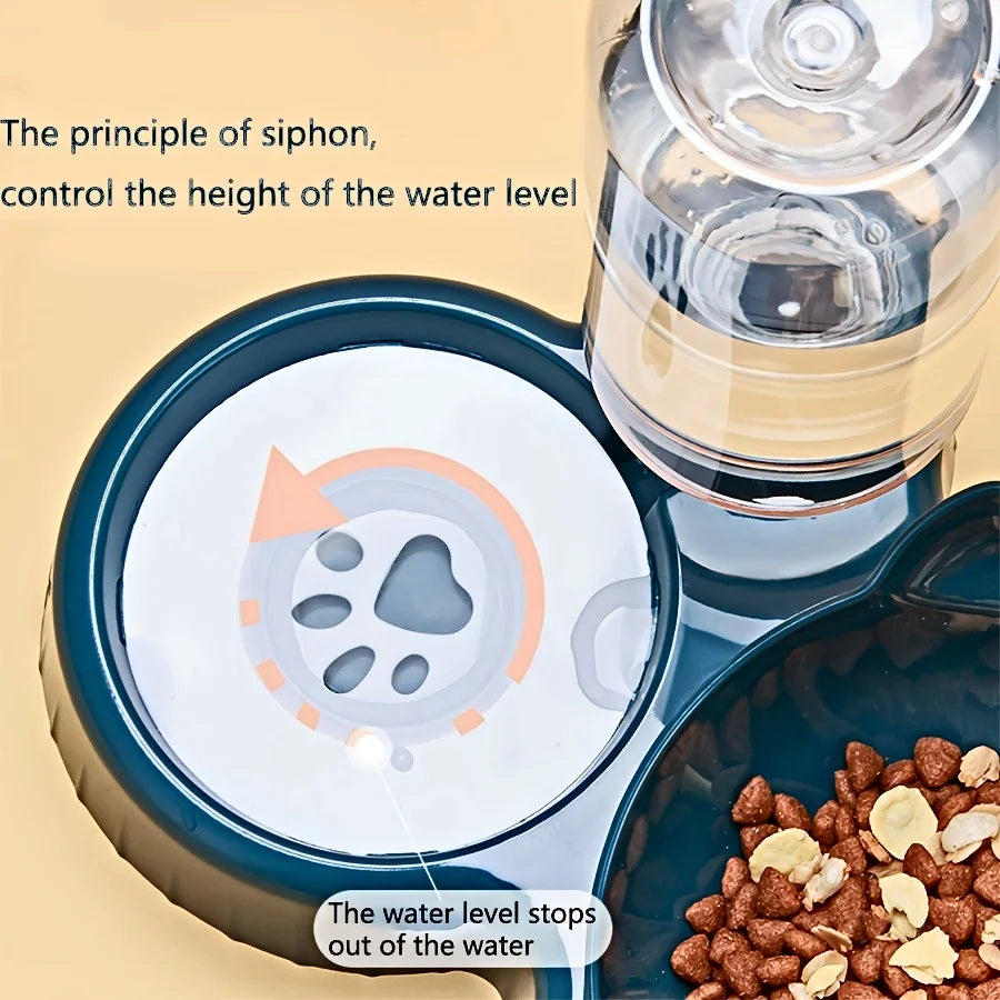 3-in-1 Cat Bowl Set – Tilted, with Gravity Water Dispenser
