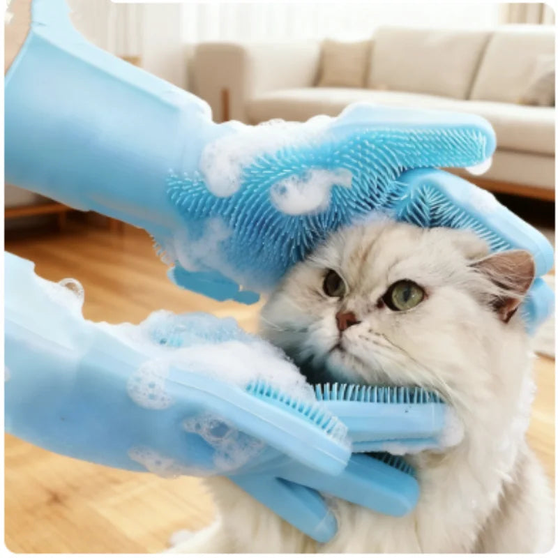 Pet Bath Gloves for Dogs And Cats Thick Anti-Scratch Scratch Protection Dog Bath Scrub Brush Essential Dog Supplies