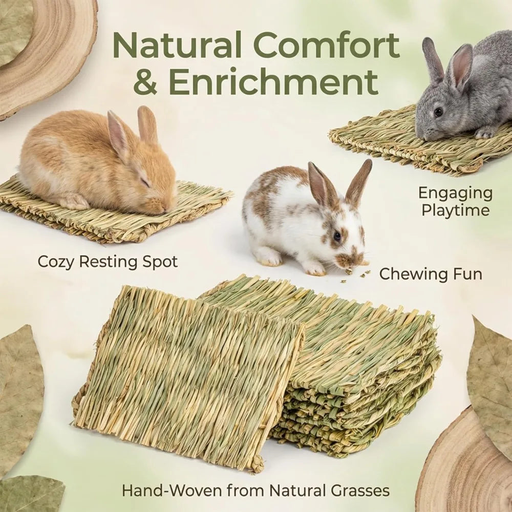 Hay mat for rabbits and rodents – natural, 6 pcs, toy and bedding