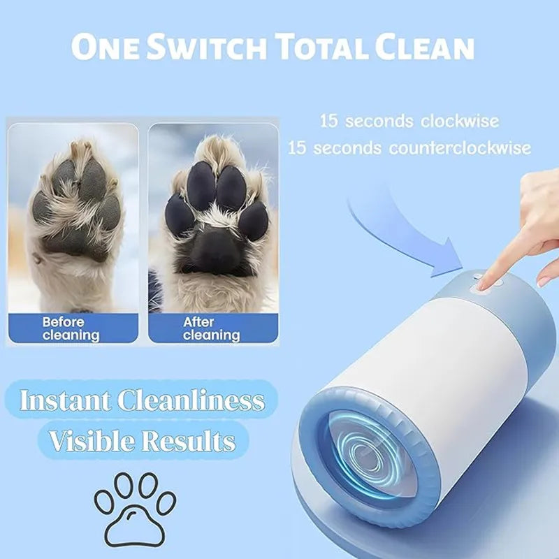 Automatic Pet Paw Cleaner Machine, Portable Dog and Cat Washer Cup with Soft Silicone Brush, USB-C Rechargeable, Waterproof