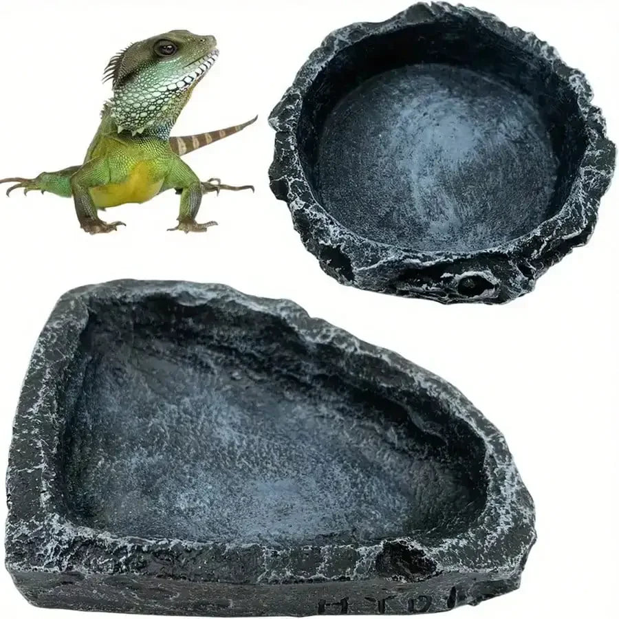 1 Pc Realistic Stone-like Reptile Feeding and Water Bowl Safe and Durable Ideal for Bearded Dragons and Other Small Reptiles
