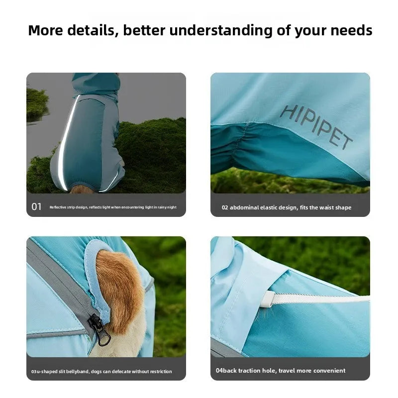 2026 New Full Coverage Waterproof Colorblock Four-Legged Dog Raincoat for Corgi, Dachshund, Small and Medium Dogs Outdoor Wear