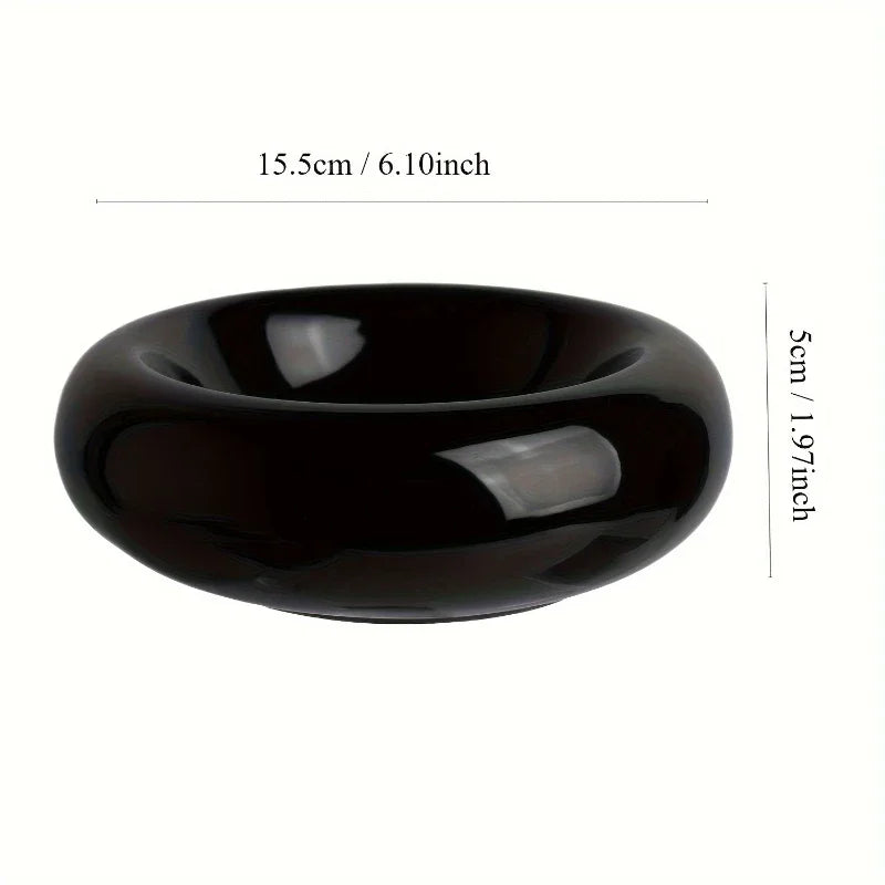 Ceramic Cat Bowl – Donut Design, Anti-Spill