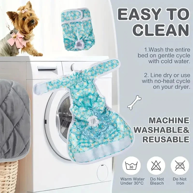 Adjustable Female Dog Diapers Reusable Washable Diapers for Small and Medium Dogs Solid Color Dog Dress Cute Pet Supplies
