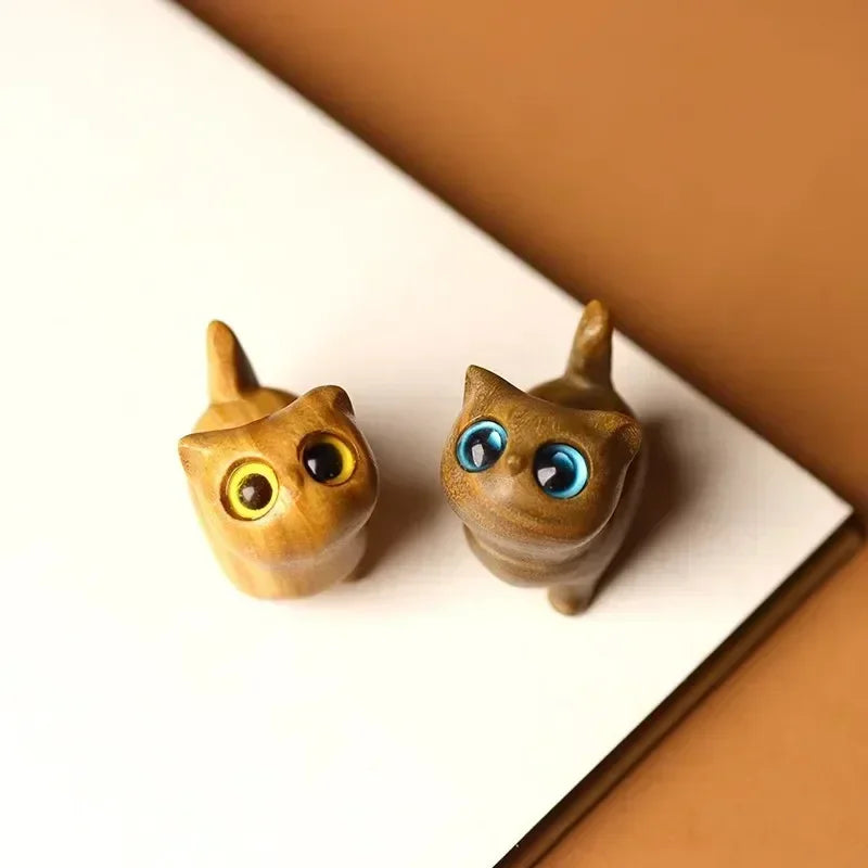 Small wooden cat figurine – hand-carved, made of sandalwood
