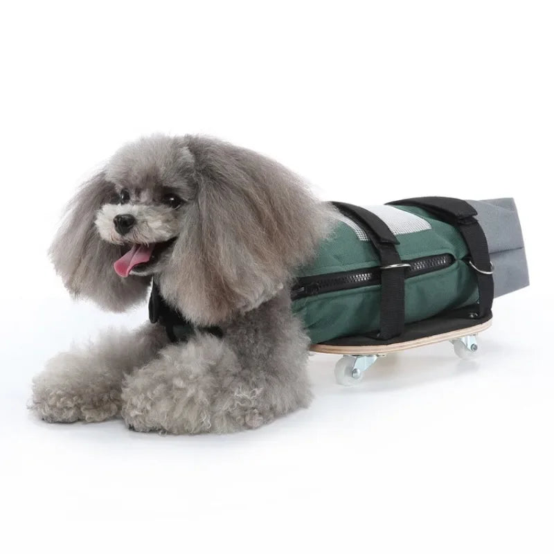 Pet Rehabilitation Aid Wooden Support Cart for Disabled Dogs with Chest and Limb Protection Mobility Scooter Dog Stroller