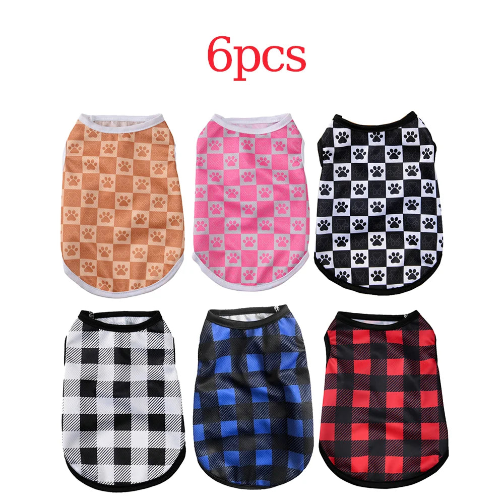 6Pcs Pet Cat Shirts for Kitten Small Dogs Lightweight Breathable Summer Leopard Print Sphynx Cats Apparel Soft Everyday Wear Set
