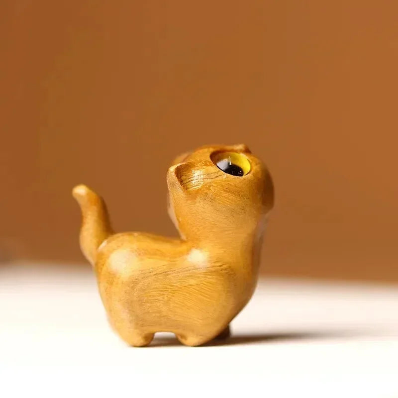 Small wooden cat figurine – hand-carved, made of sandalwood