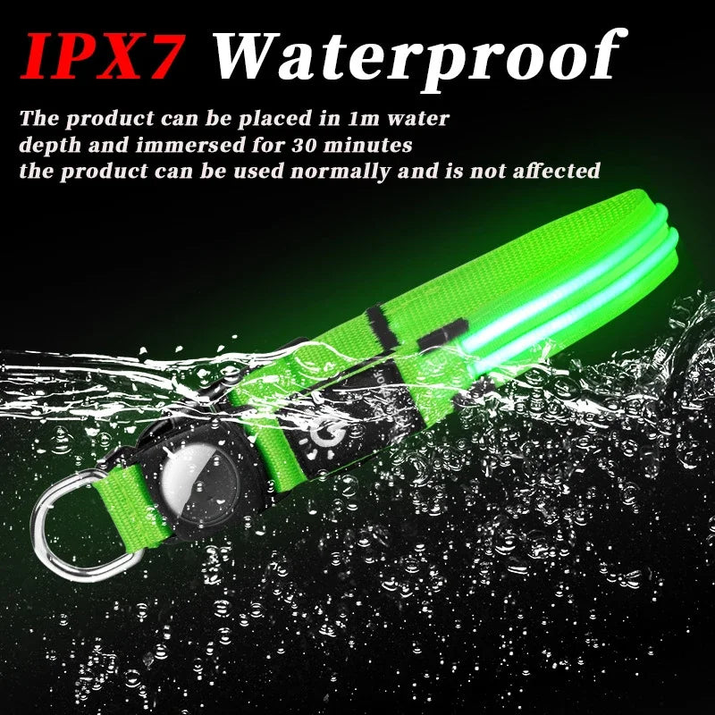 Dog Collar Hot Selling AirTag Protective Sleeve Without Positioning Tracker Waterproof LED Pet Luminous Collar Cat Collar