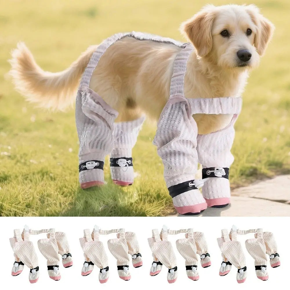 Full Leg Protection Pet Strolling Going Out Pants Adjustable Anti-Slip Dog Four-Legged Pants Dust-Proof Dog Boot Leggings