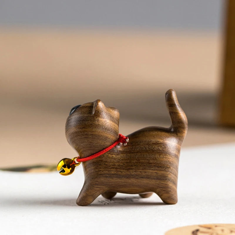 Small wooden cat figurine – hand-carved, made of sandalwood