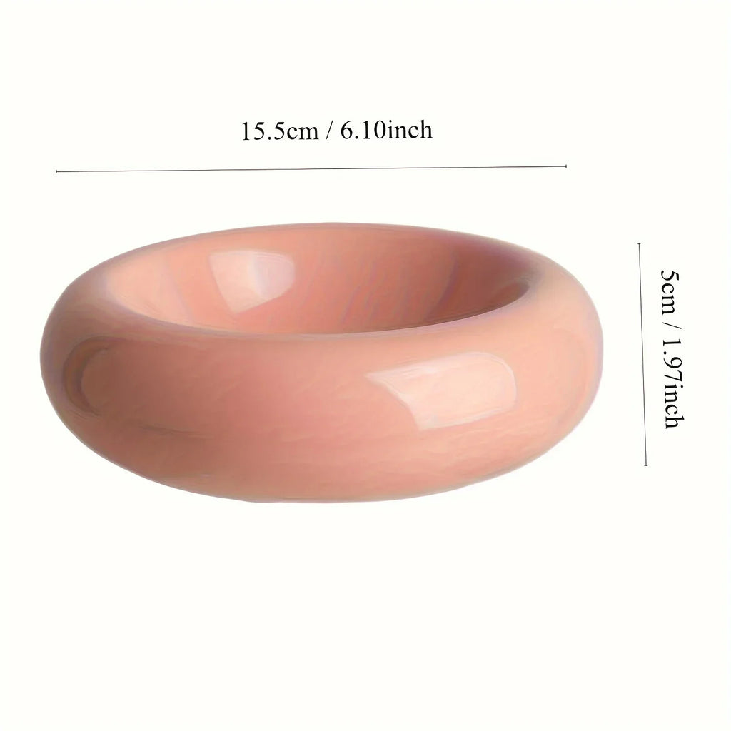 Ceramic Cat Bowl – Donut Design, Anti-Spill