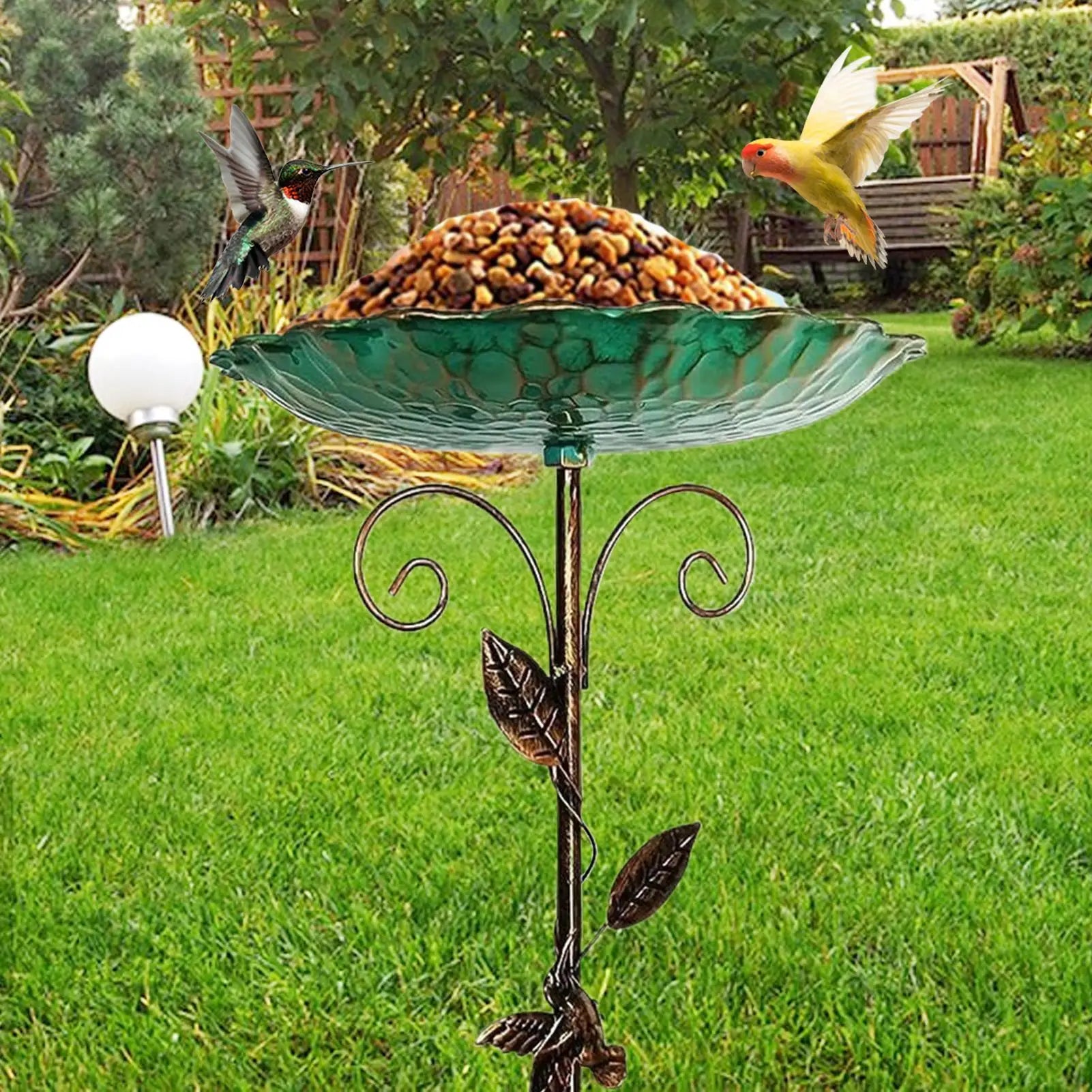 Bird Waterer on Stand – Metal, Adjustable Height, Garden Decoration