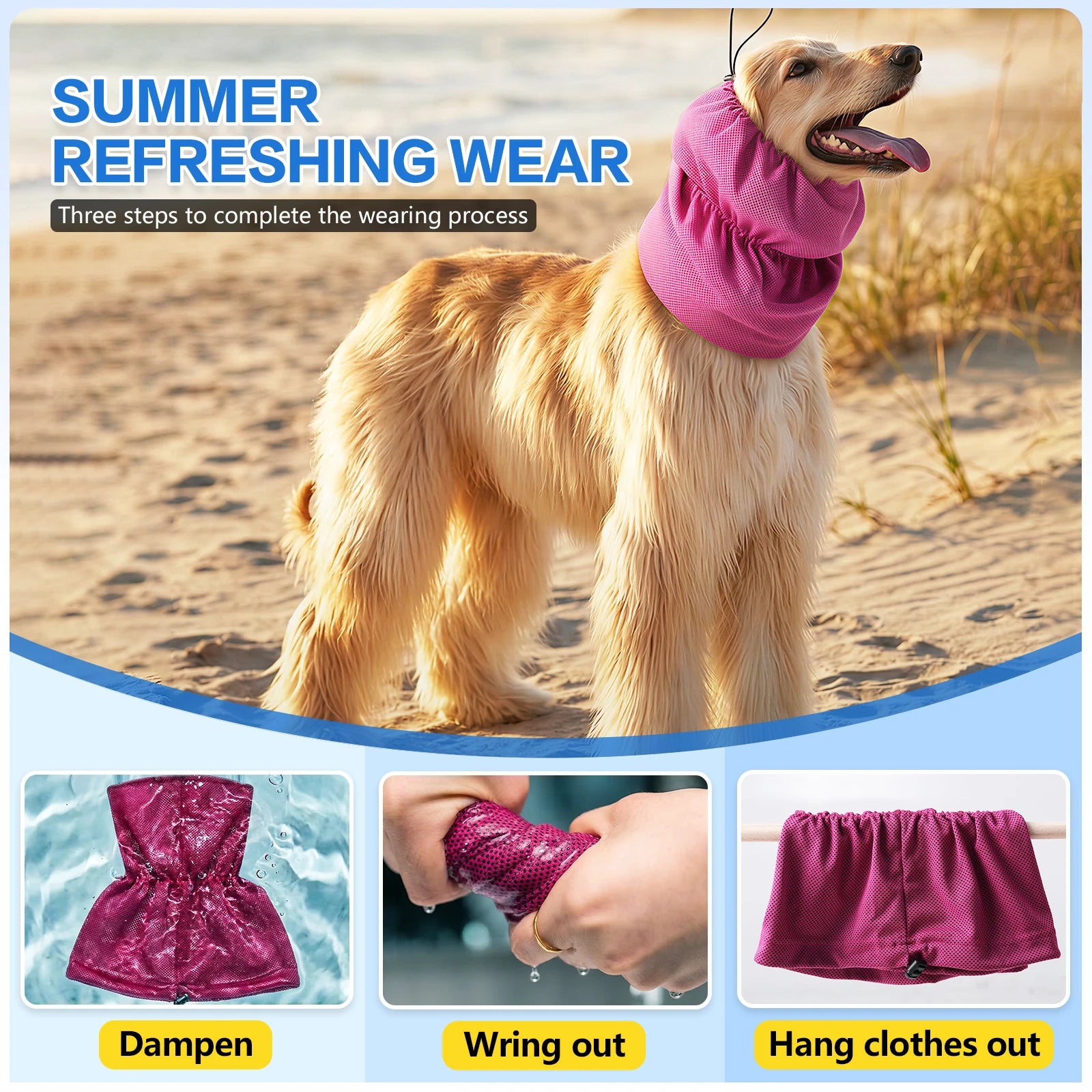 Dog Cooling Bandanas Neck Wraps Ice Scarf Pet Dog Cooling Collar Hunting Training Hiking Camping Accessories for Summer