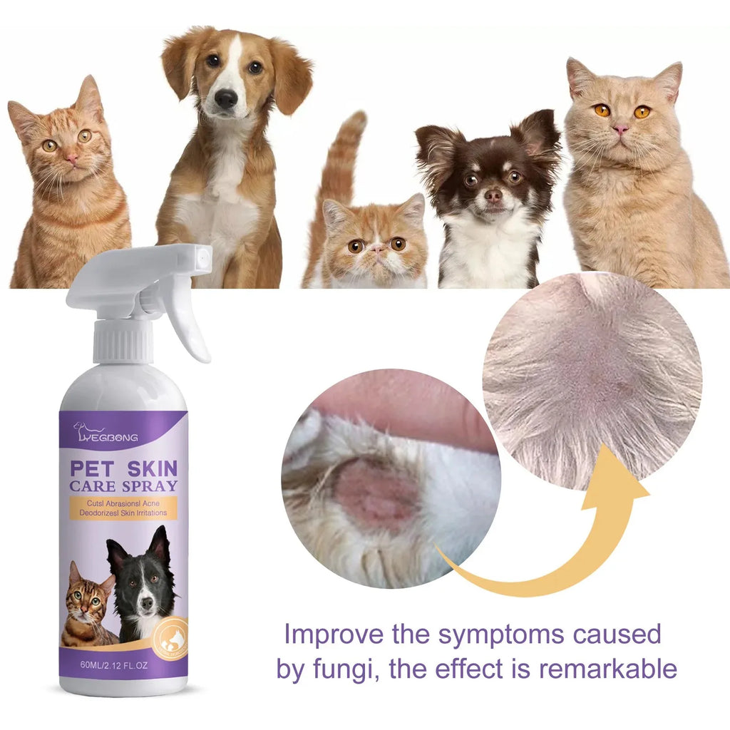 Cat and Dog Hair Dry Cleaning Spray, Skin Care Spray, Pet Flea and Mite Skin Treatment, Pet Wound Repair and Hair Regrowth Serum