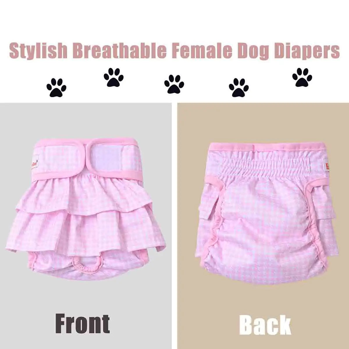 Washable Female Dog Diaper Cute Houndstooth Dress Short Underwear Belly Bands Reusable Pet Panties Sanitary Pant Diapers