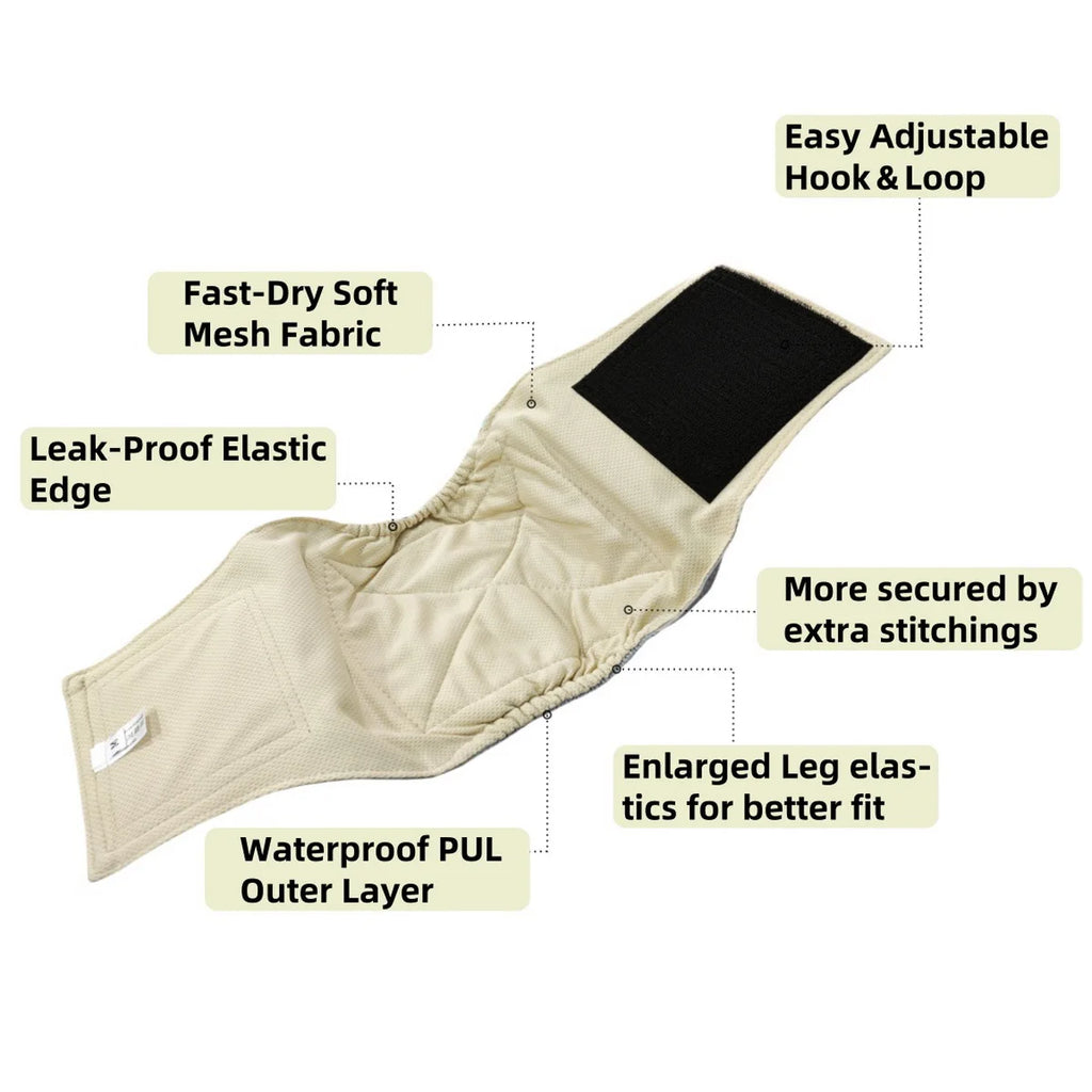 3 Pcs Male Dog Diaper Washable Reusable Belly Bands Pet Physiological Pants Fastener Tape Adjustable Dog Diapers for Training