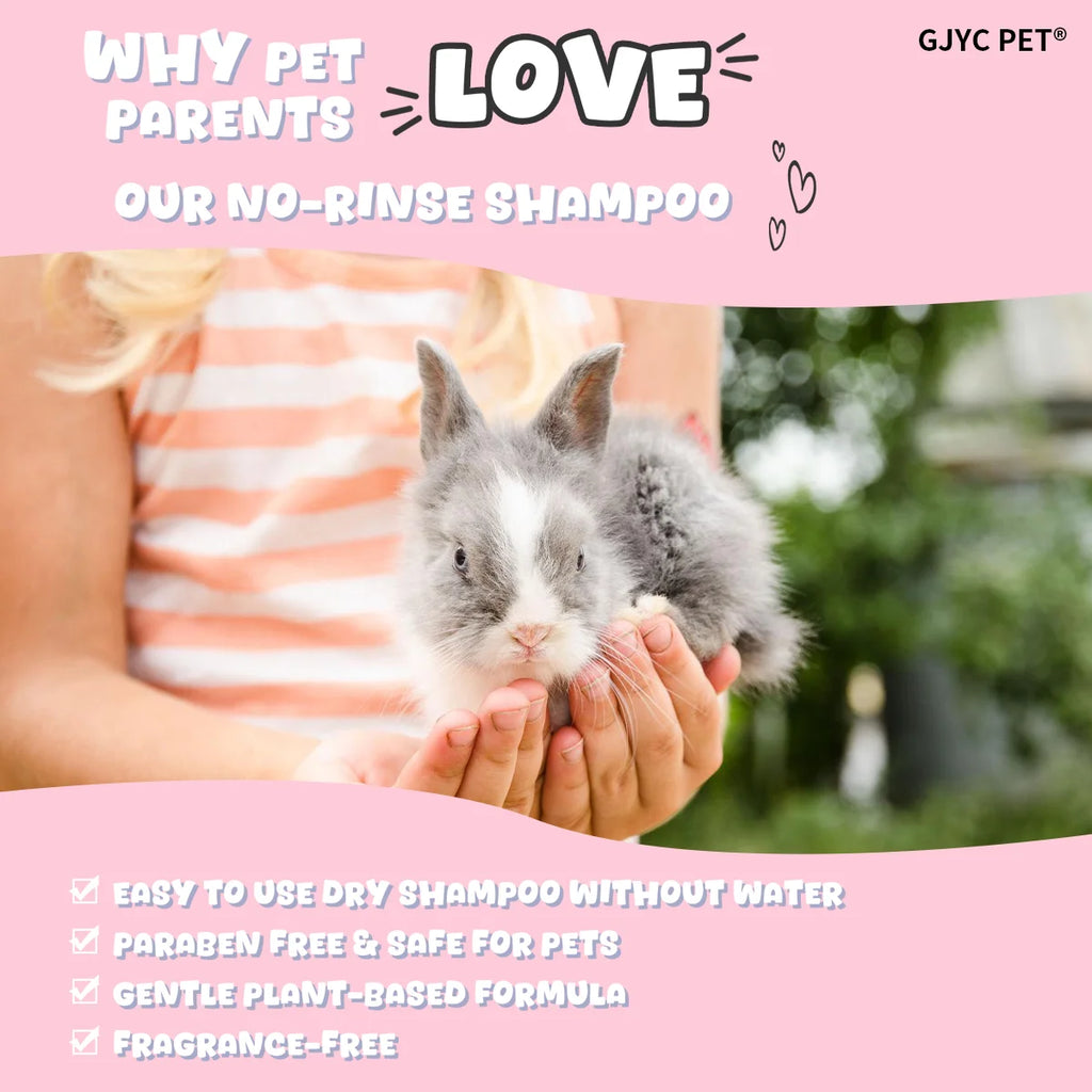 Waterless Pet Shampoo for Small Pets No-Rinse Gentle Hypoallergenic Formula Deep Cleansing Deodorizing Hair Care Grooming