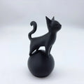 Cat on Ball Sculpture - 3D Art Figure, Minimalist Decoration