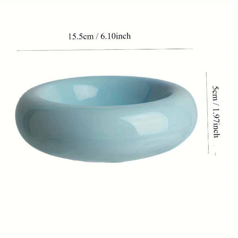 Ceramic Cat Bowl – Donut Design, Anti-Spill