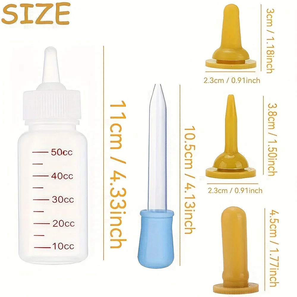 Pet Feeding Set for Cats and Dogs, Soft Silicone Pet Nursing Bottle with Transparent Storage Box, Sanitary, Clean, and Easy to Carry
