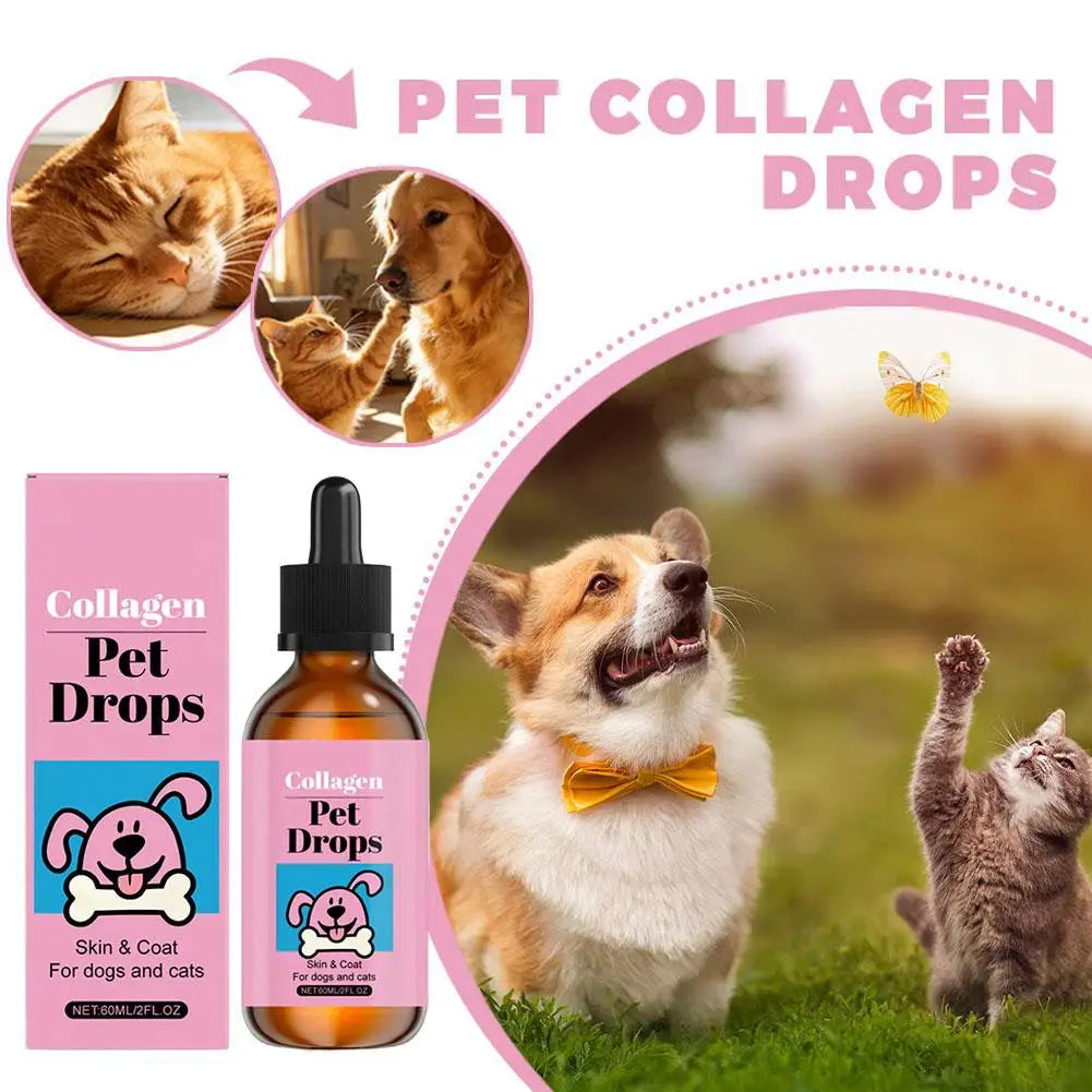 Multi-Care Pet Collagen Oral Drops for Dogs and Cats, Hair, Skin, and Joint Health Daily Nutritional Supplement, Pet Grooming Supply