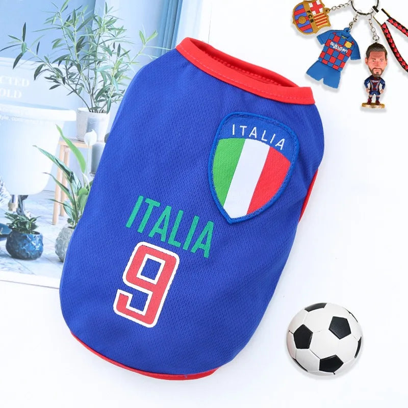 Small Pet Dog Clothes Football Fan Gear Jumpsuit Thin Cotton Vest Breathable Cat Outfit Pomeranian Dog Apparel for Animals