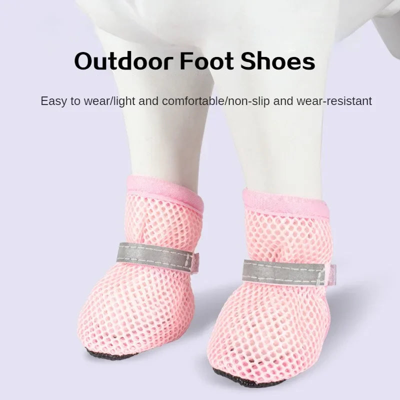 Breathable dog booties – anti-slip, washable, set of 4