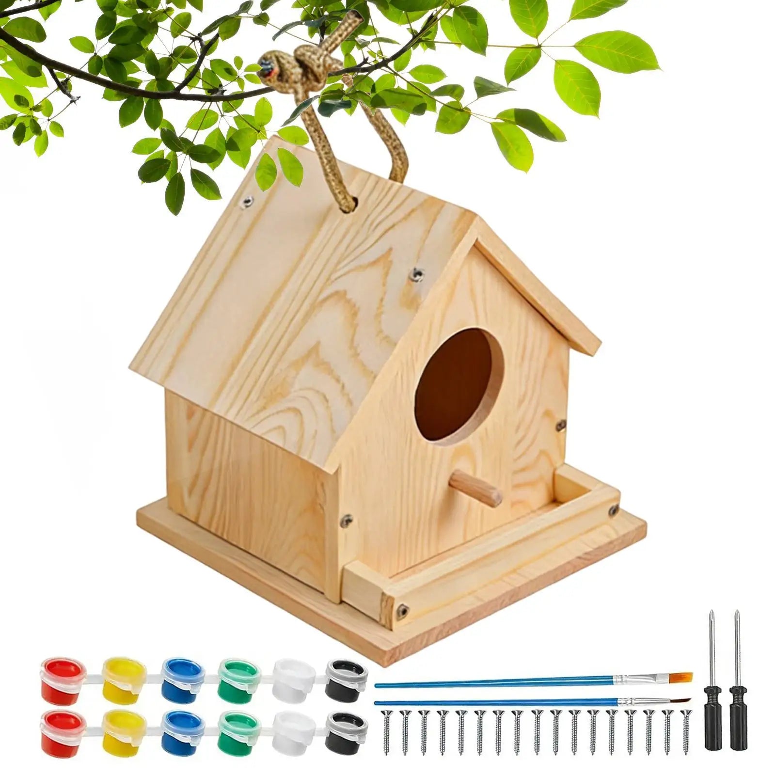 DIY wooden birdhouse – painting set, for children and family