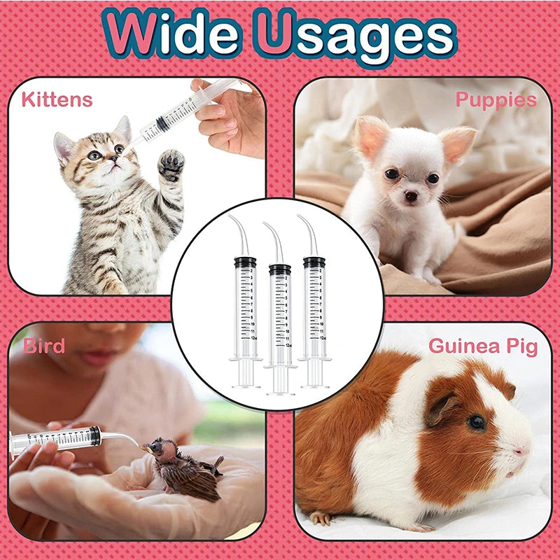 Plastic syringe for feeding small pets – 12ml, transparent, 1 pc or set of 3 pcs