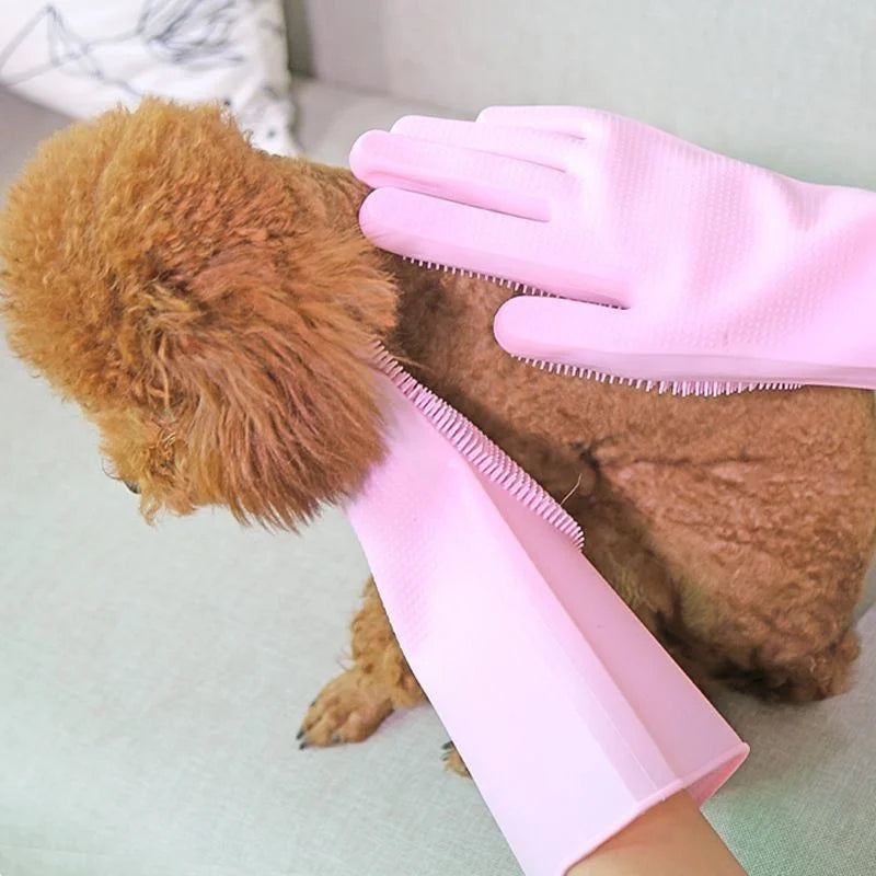 Pet Bath Gloves for Dogs And Cats Thick Anti-Scratch Scratch Protection Dog Bath Scrub Brush Essential Dog Supplies