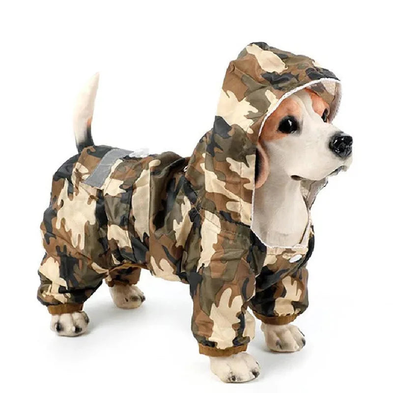 Pet Dog Raincoat Outdoor Puppy Rainwear Reflective Hooded Waterproof Jacket Clothes for Dogs and Cats Apparel Supplies