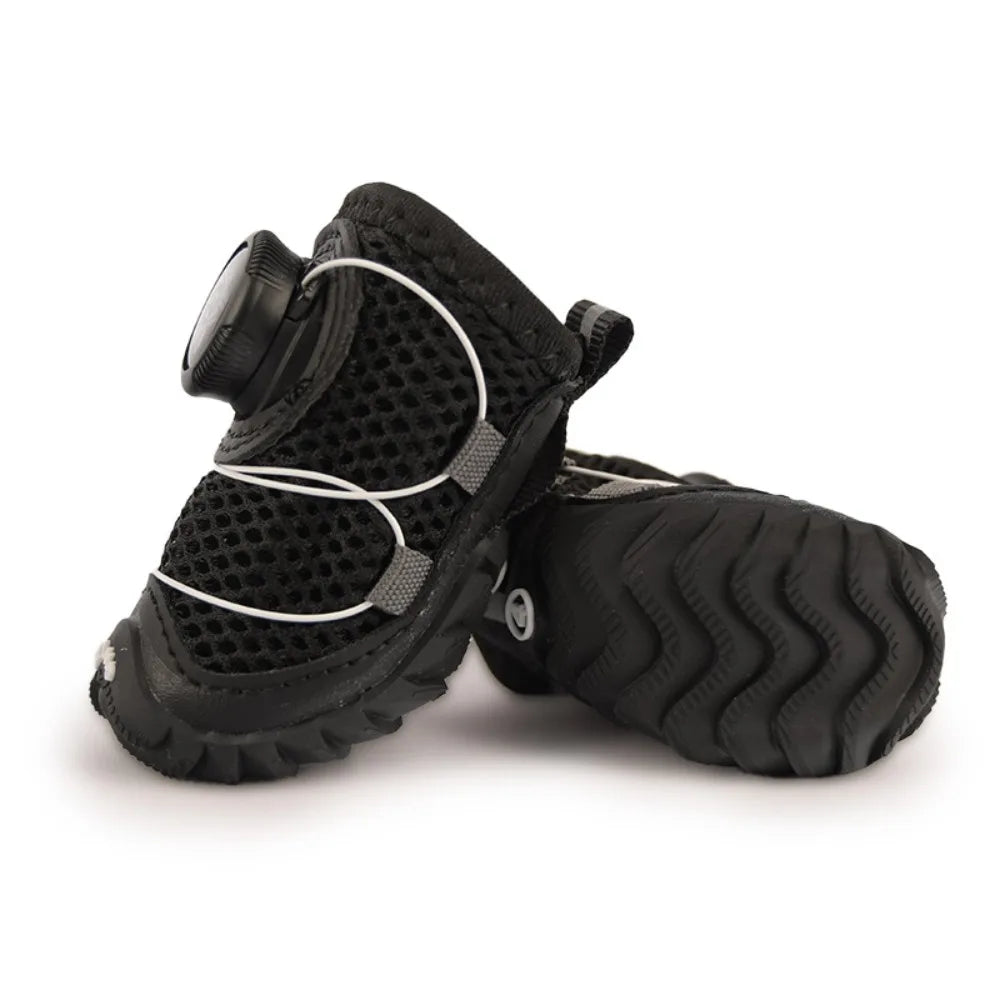 4pcs/set Pet Paw Accessories Breathable Dog Mesh Shoes Adjustable Reflective Pet Boots Thin Anti-slip Dog Footwear for Small Dogs