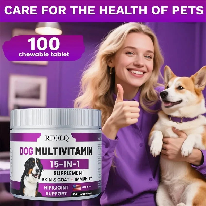 Dog Multivitamin - Promotes Digestive and Joint Health, Reduces Allergies and Hair Loss, Promotes Healthy Skin and Coat