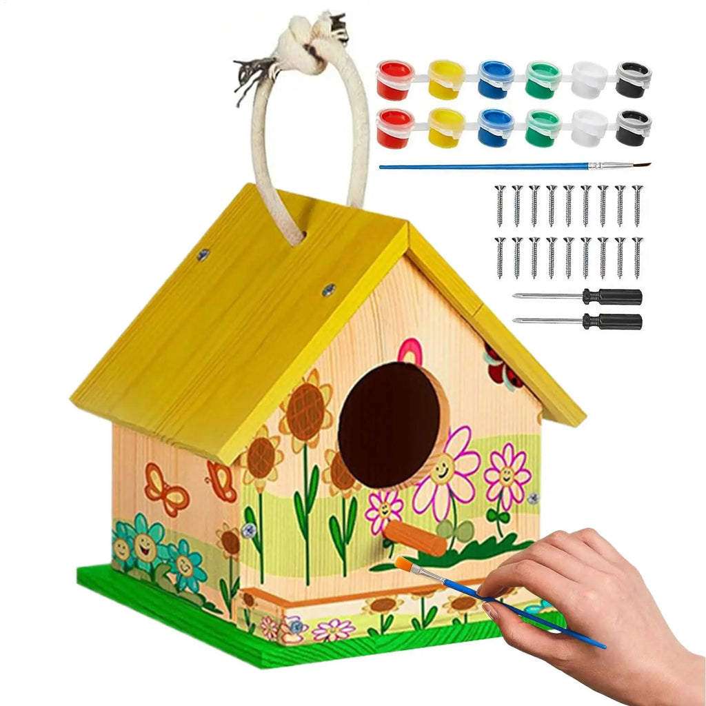 DIY wooden birdhouse – painting set, for children and family