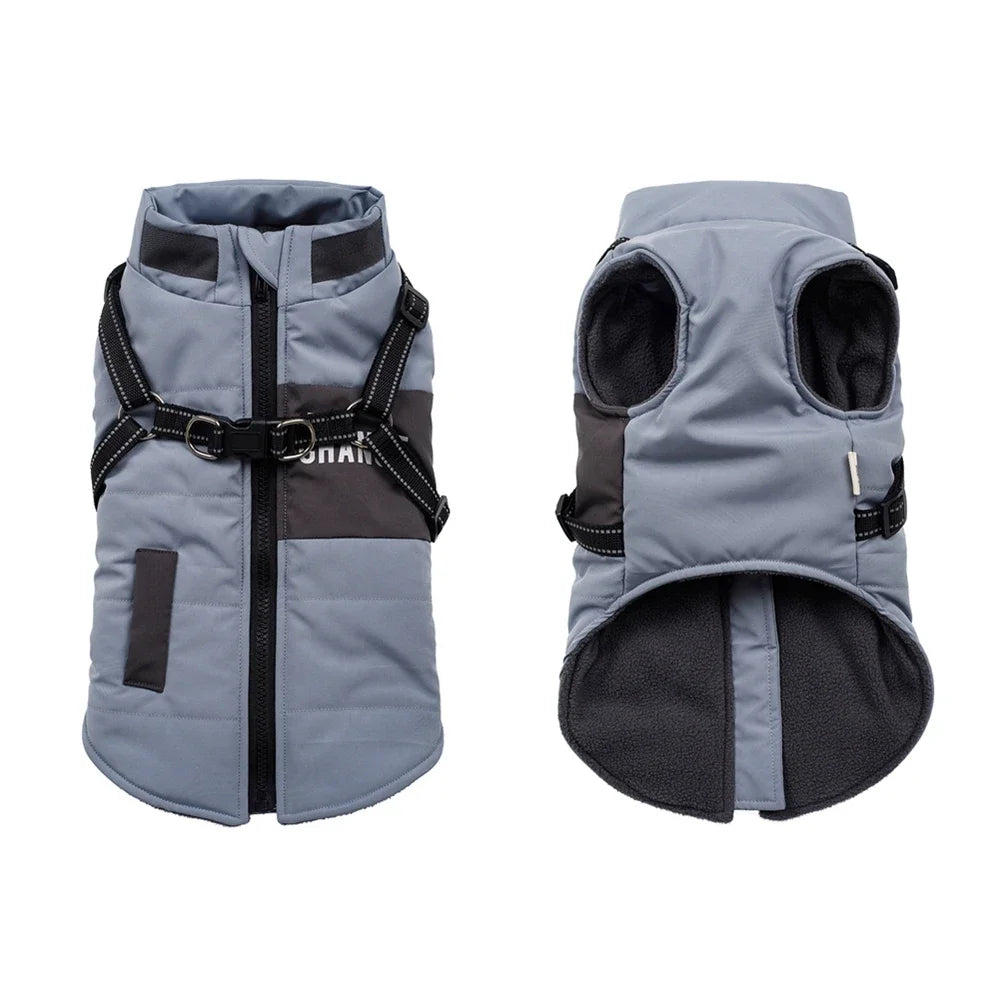 Dog Windbreaker with Dual D Leash Vest Dog Jacket Warm Dog Hoodie Warm Pet Dog Clothes