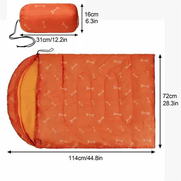 Vreća za spavanje za pse u obliku kosti – topla, za kuću i kampovanje, 72x114 cm
