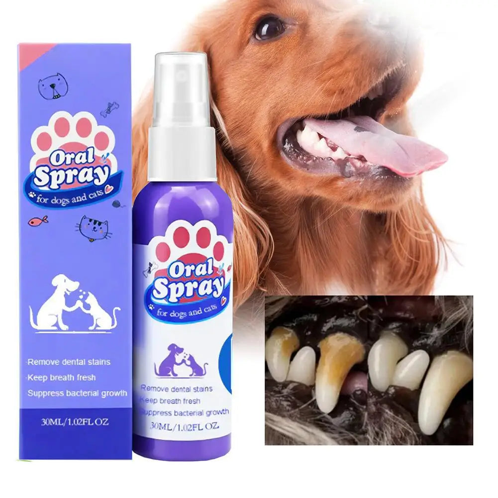 Pet Spray Dog Oral Care 30ml, Pet Freshener, Deodorant for Bad Breath, Teeth Cleaning, Plaque Care Remover, Breath Pet Care