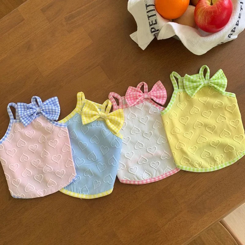 Summer vest for dogs – striped cotton vest, suspenders