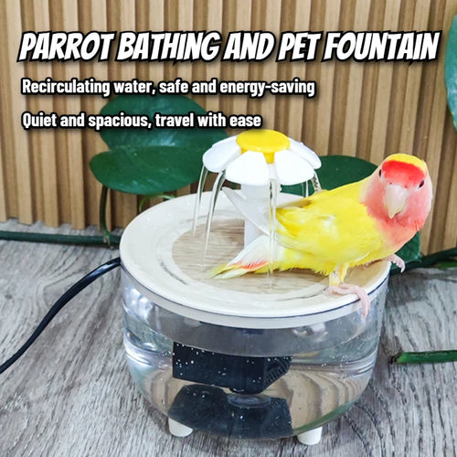 2-in-1 Automatic Parrot Bath Fountain – Water Circulation, USB Powered