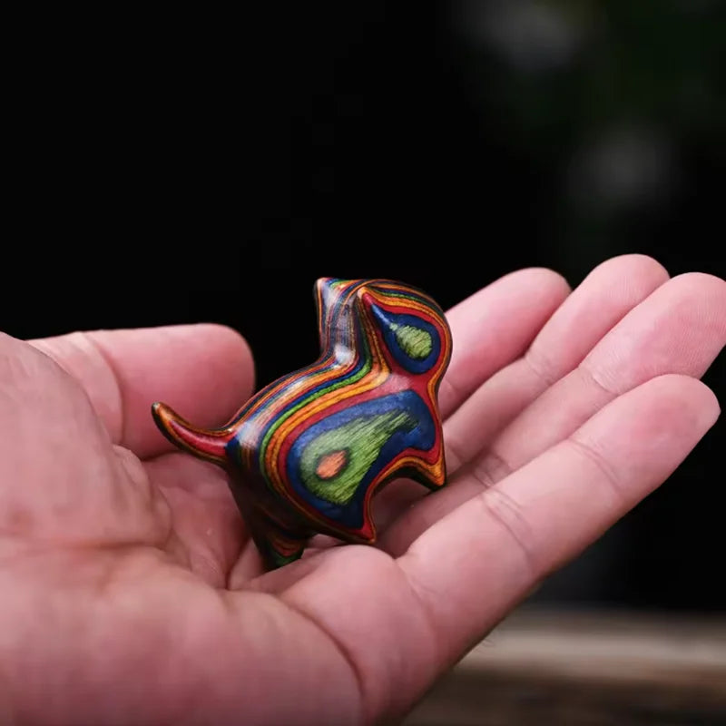Hand-painted wooden cat figurine – decorative home sculpture