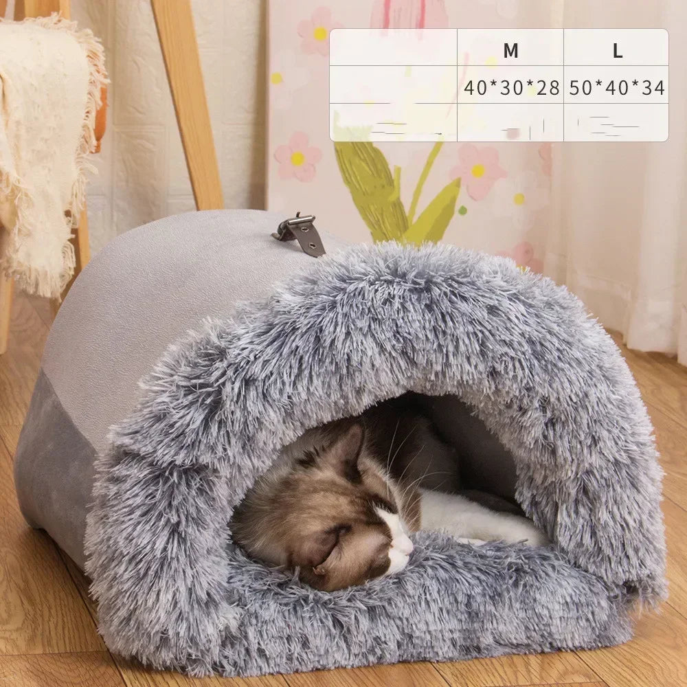 Plush Basket - Warm Bed for Cats and Small Dogs, M/L