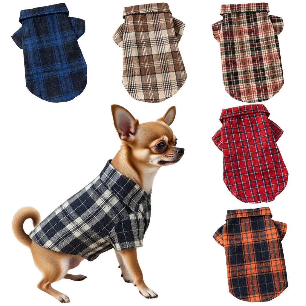 Plaid Shirts for Small Dogs and Cats – Polo Shirt for All Seasons