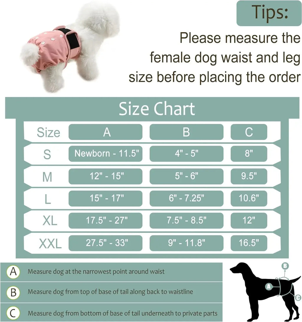 Washable Female Dog Diapers Premium Reusable Diapers for Dogs in Heat Highly Absorbent Female Dog Diapers for Pet Incontinence