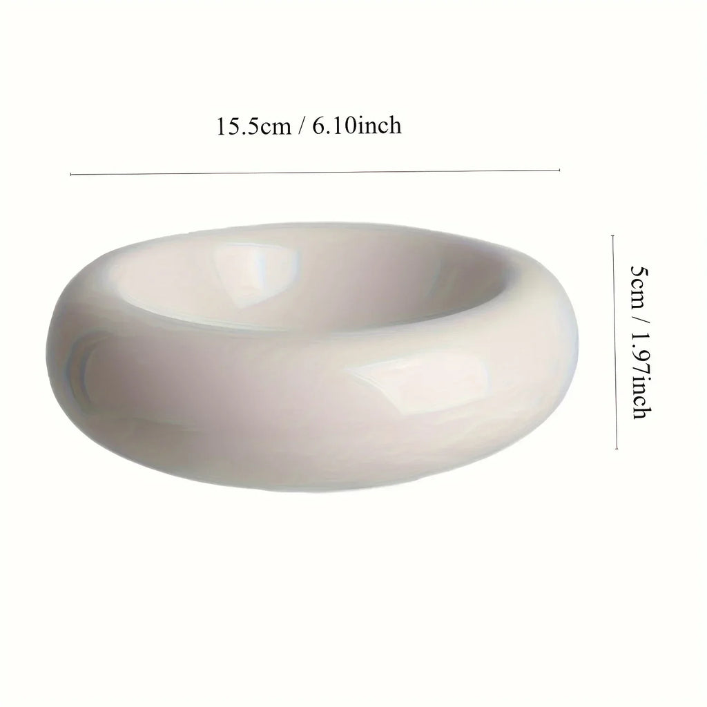 Ceramic Cat Bowl – Donut Design, Anti-Spill