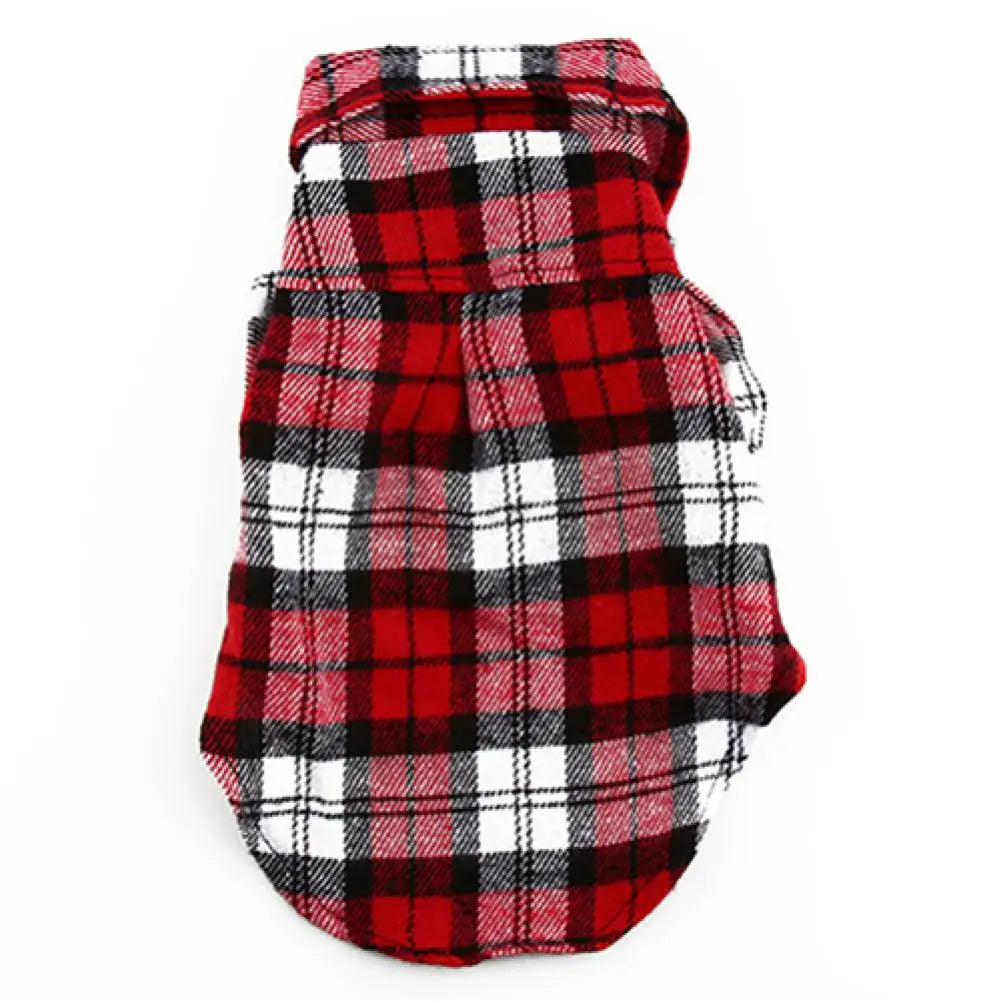 Small Dog and Cat Plaid Shirt Jacket, British Style Lapel Button-up Pet Clothes, Cute Stylish Outfit for Tiny Breeds and Kittens