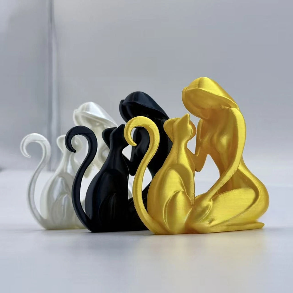 Ceramic Figurine of a Woman with a Cat – Decorative Sculpture for the Home