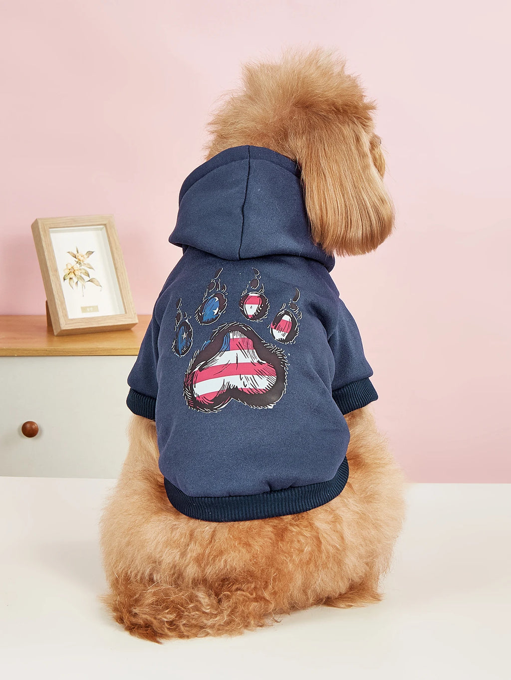 Pet Paw Print Pattern Sweatshirt with Velvet Warmth Suitable for Small, Medium, and Large Dogs Such as Teddy Golden Retrievers