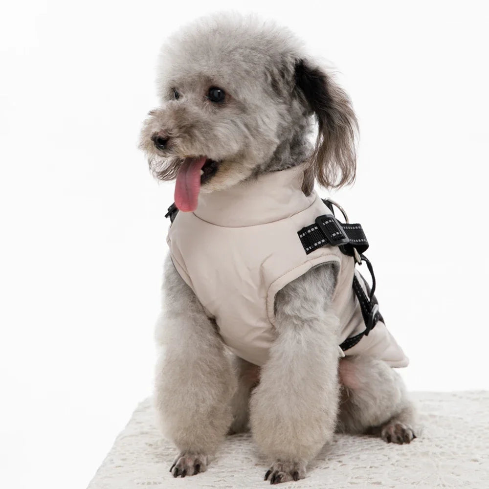 Dog Windbreaker with Dual D Leash Vest Dog Jacket Warm Dog Hoodie Warm Pet Dog Clothes